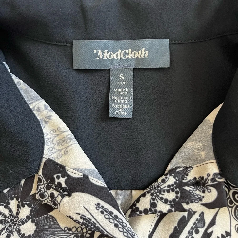 ModCloth Pretty In Ink Black and White Shirtdress New with Flaw Size Sma…